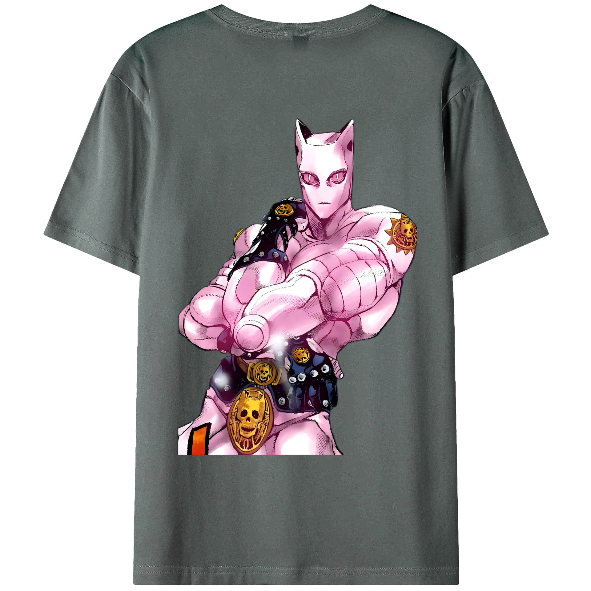 （画像用） ジョジョの奇妙な冒険 きら よしかげ JoJo's Bizarre Adventure Kira Yoshikage 綿100％ メンズ半袖Tシャツ（バックプリント） 通気性